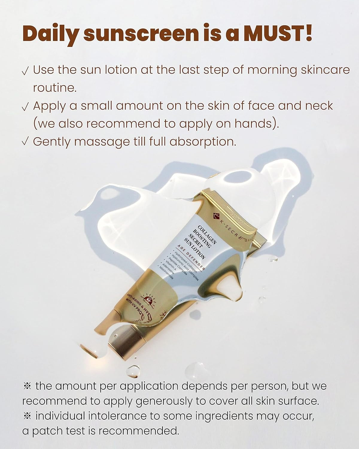 K-SECRET Collagen Boosting Secret Sun Lotion.