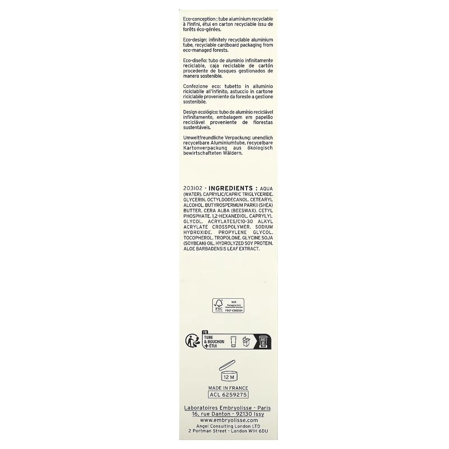 Embryolisse Lait Creme Sensitive 100ml.