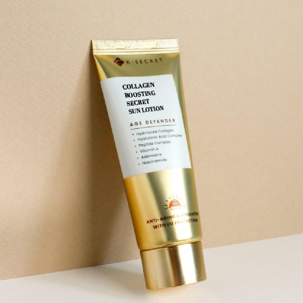 K-SECRET Collagen Boosting Secret Sun Lotion.